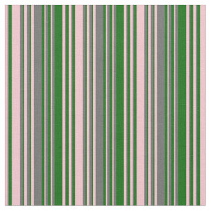 Pink, Dim Gray & Dark Green Stripes Fabric