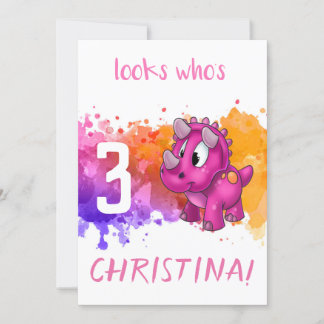 Pink Dino Birthday Card