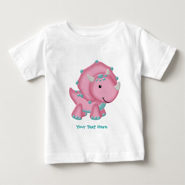 Pink Dino (customizable) Baby T-Shirt (Front)