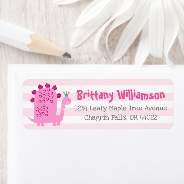 Pink Dino Girl Preschool Kindergarten Grad Address Label (Insitu)