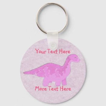 Pink Dino Keychain by Customizables at Zazzle
