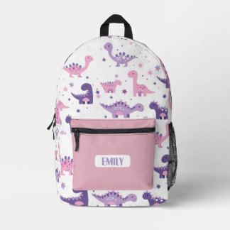 Pink Dino Kids Backpack - Custom Name