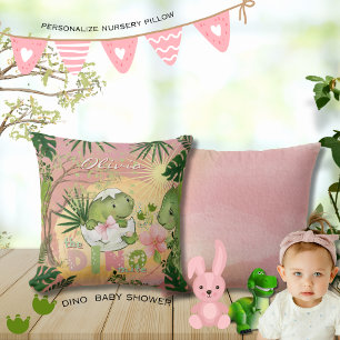 Pink Dino-Mite Pillow for Girls' Nursery