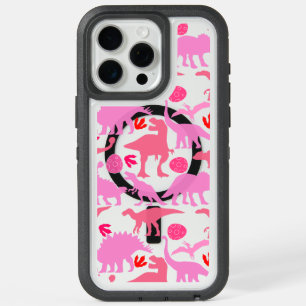 Pink Dino Pattern iPhone 15 Pro Max Case
