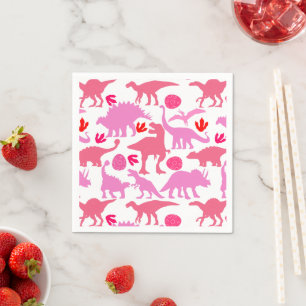 Pink Dino Pattern Napkins