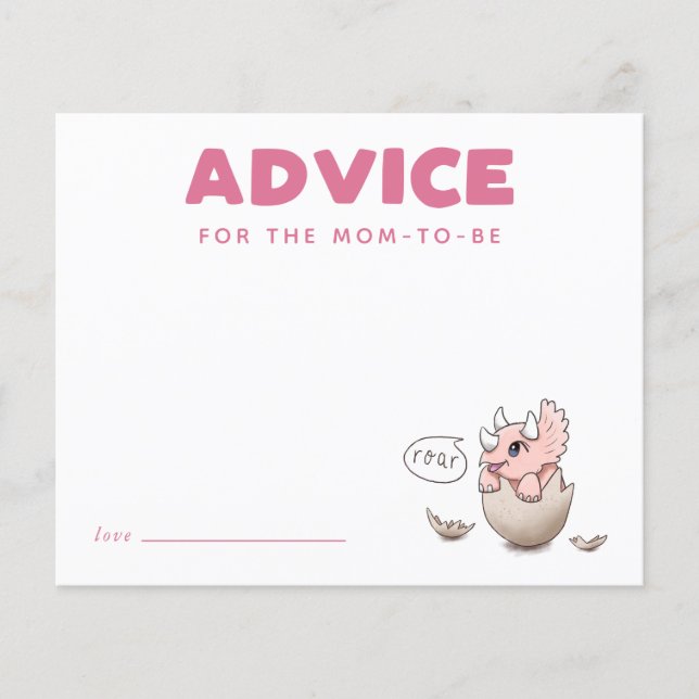 Pink Dinosaur Advice for Mommy Card (Front)