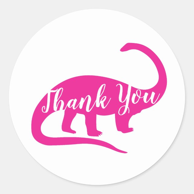Pink Dinosaur Baby Shower Classic Round Sticker (Front)