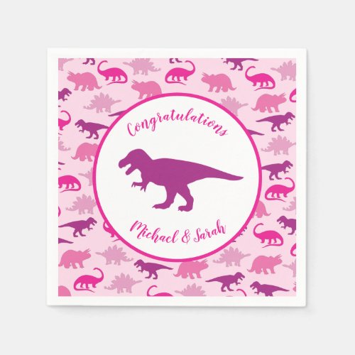 Pink Dinosaur Baby Shower Cute Dino Girl Napkins