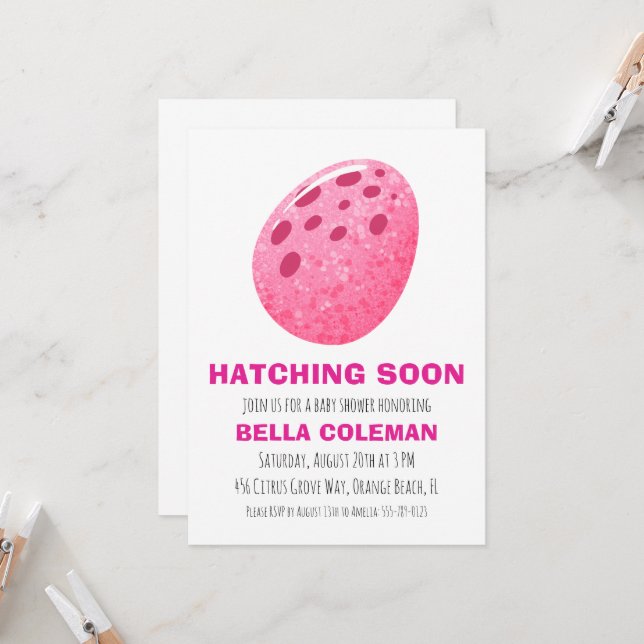 pink dinosaur baby shower invitations (Front/Back In Situ)