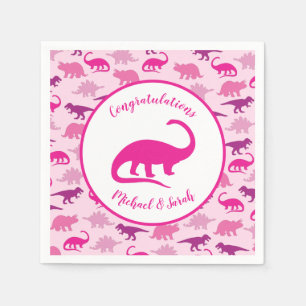 Pink Dinosaur Baby Shower Napkins