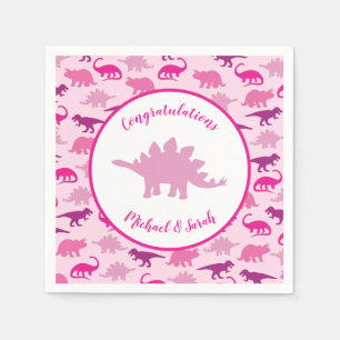 Pink Dinosaur Baby Shower Napkins