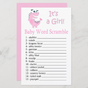 Pink Dinosaur Baby word scramble game