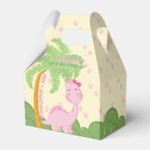Pink Dinosaur Birthday Favor Boxes
