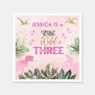 Pink Dinosaur Birthday Party Dinosaur Girl Napkins