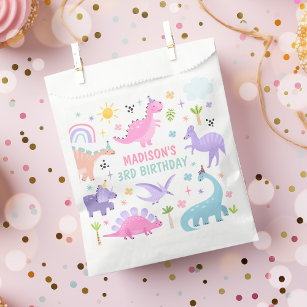 Pink Dinosaur Birthday Party  Favor Bag