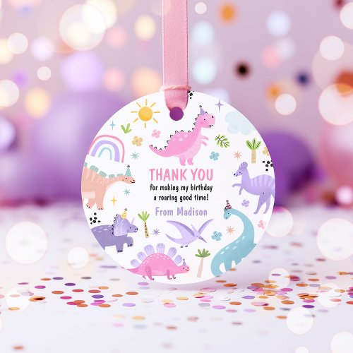 Pink Dinosaur Birthday Party  Favor Tags