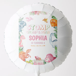 Pink Dinosaur Birthday Party, Girls Dinosaur party Balloon
