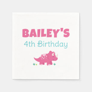 Pink Dinosaur Birthday Party Napkins