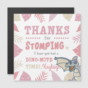 Pink Dinosaur Birthday Party Thank you Magnetic Invitation
