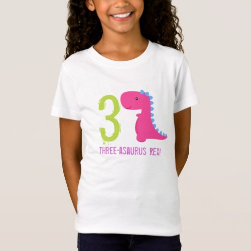 Pink Dinosaur Birthday Shirt Girl Dinosaurs