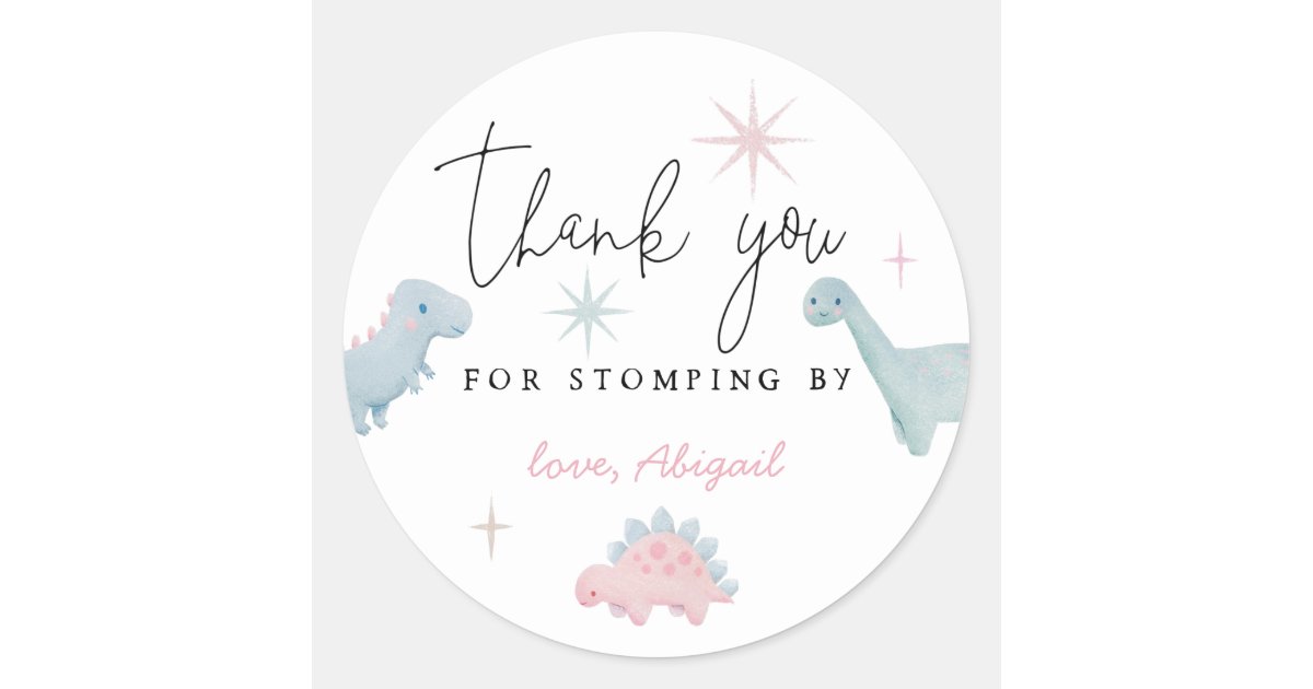 Jurassic World, Dinosaur Birthday Thank You Classic Round Sticker, Zazzle