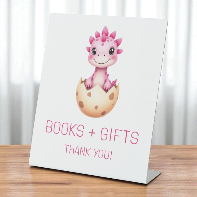 Pink Dinosaur Books and Gifts Baby Shower Sign (Creator Uploaded)
