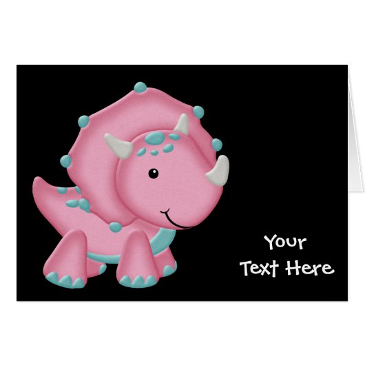 Pink Dinosaur (customizable) Cards (Front Horizontal)