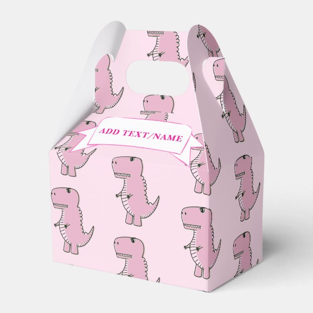 Pink Dinosaur Drawing Custom Blue Favor Boxes (Front Side)