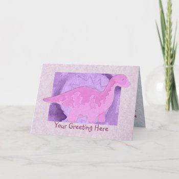 Pink Dinosaur Greeting Card by Customizables at Zazzle