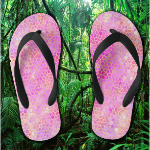 Pink Dinosaur Hide Kid's Flip Flops
