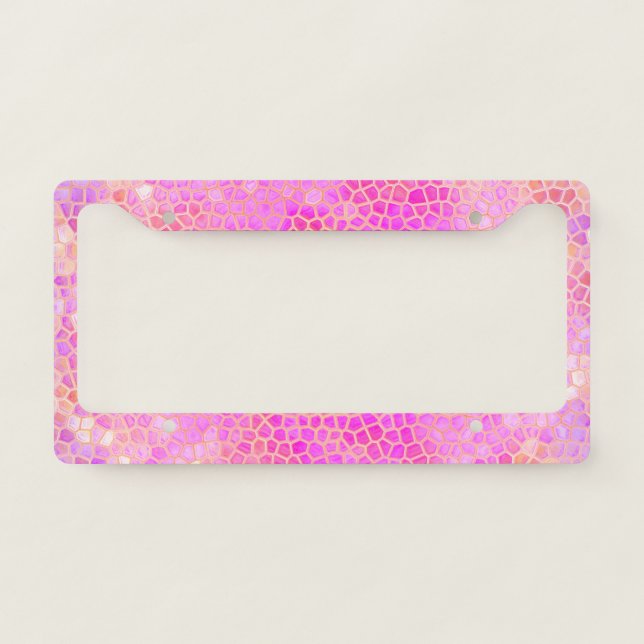 Pink Dinosaur Hide License Plate Frame (Front)