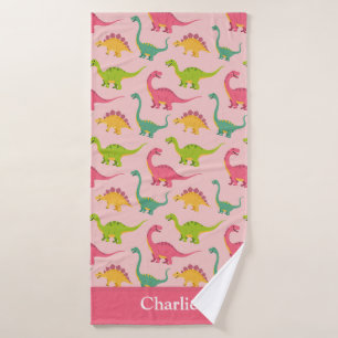 Pink Dinosaur Kids Bath Towel