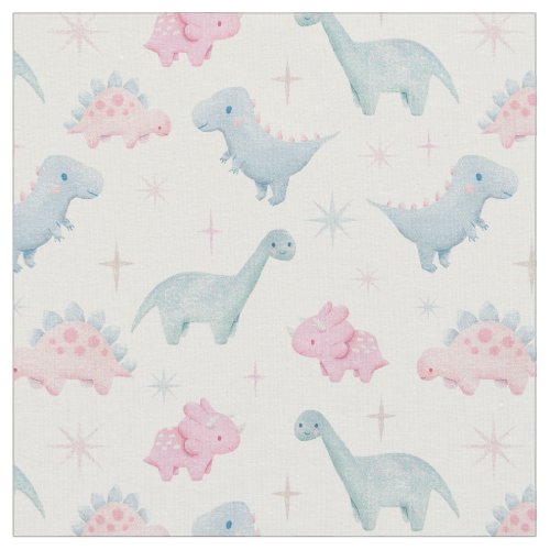 Pink Dinosaur Pattern Kids Fabric
