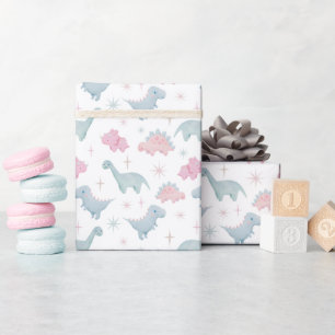 Pink Dinosaur Pattern Wrapping Paper