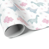 Pink Dinosaur Pattern Wrapping Paper (Roll Corner)