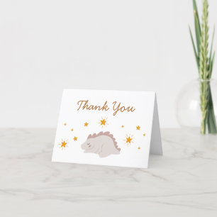 Pink Dinosaur Stars Girl Baby Shower  Letterpress Thank You Card