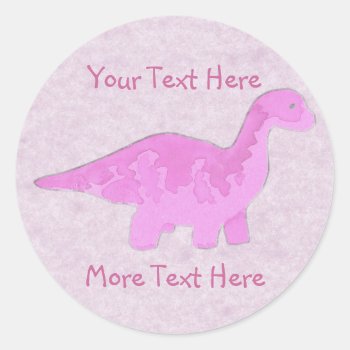 Pink Dinosaur Stickers by Customizables at Zazzle