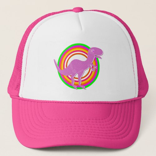 Pink Dinosaur T_Rex Trucker Hat