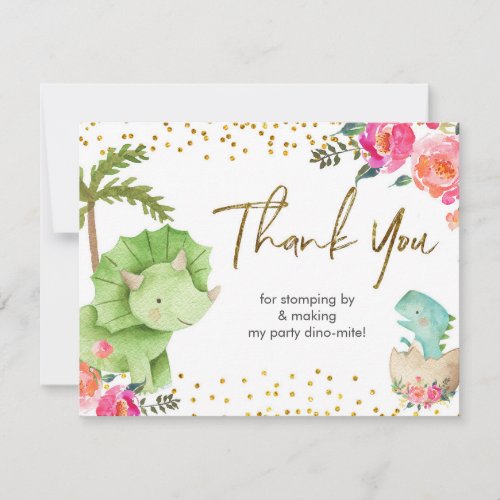 Pink Dinosaur Thank you Card