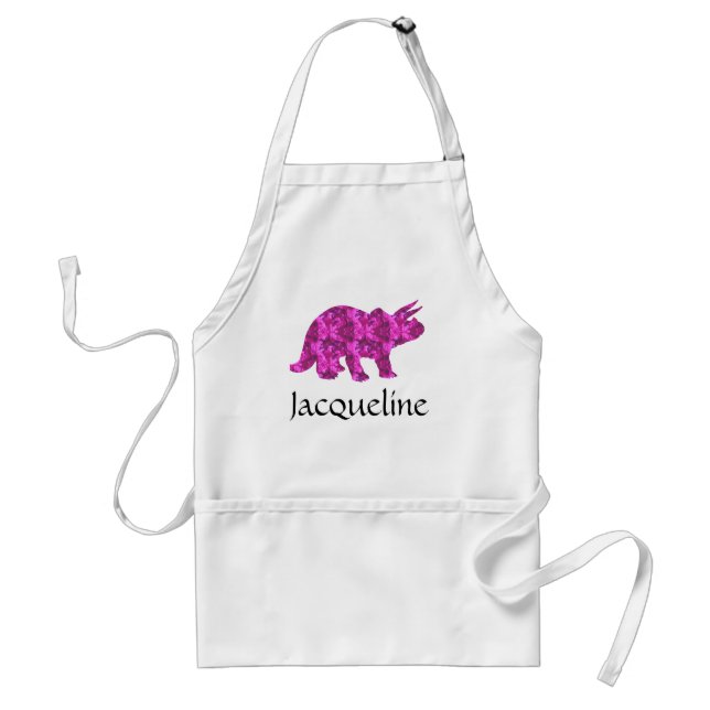 Pink Dinosaur Triceratops Apron Personalized (Front)