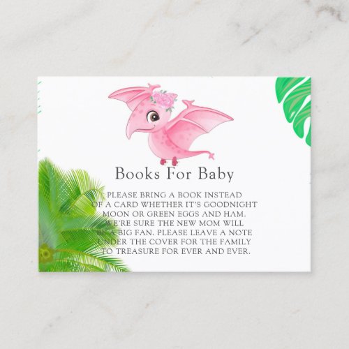Pink Dinosaur Tropical Leaves Girl Books For Baby  Business Card