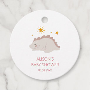 Pink Dinosaur Twinkle Star Baby Girl Favor Tags