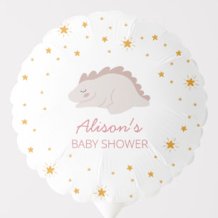 Pink Dinosaur Twinkle Star Baby Shower Girl Party Balloon