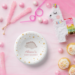 Pink Dinosaur Twinkle Star Baby Shower Girl Party  Paper Bowls