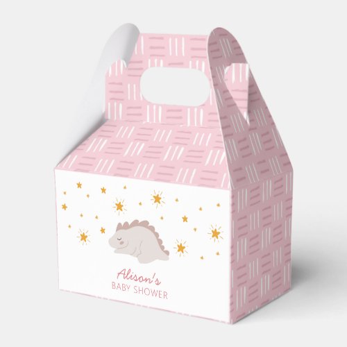 Pink Dinosaur Twinkle Stars Baby Girl Shower Favor Boxes