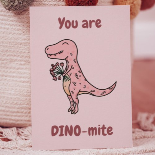 Pink Dinosaur Valentines Day Card