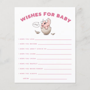 Pink Dinosaur Wishes for Baby Card