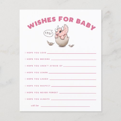 Pink Dinosaur Wishes for Baby Card