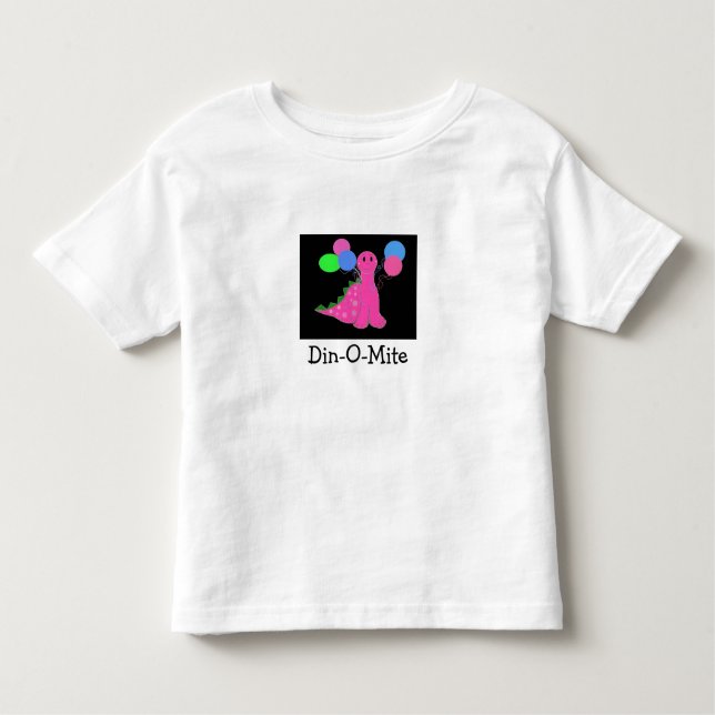 Pink Dinosaur with Balloons Toddler T-shirt (Front)
