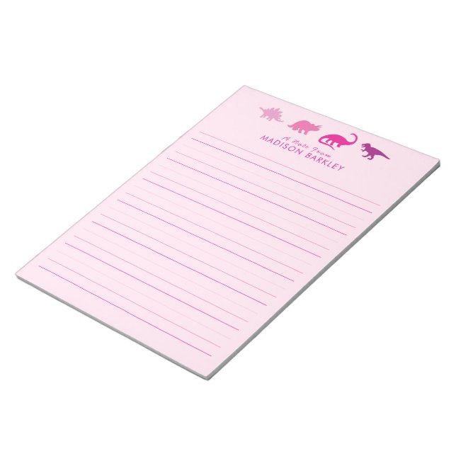 Pink Dinosaurs Cute Kid's Dino Stationary Notepad (Angled)